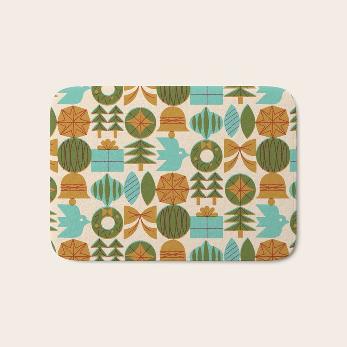 Retro Holiday Grid Bath Mat Gallery Image 1
