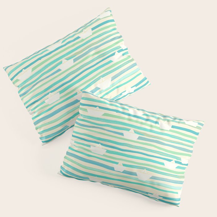 Whimsical Paper Boats Pillow Sham Gallery Image 1