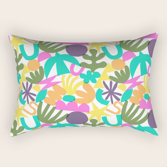 Colorful abstract organic nature shape art pattern Rectangular Pillow Gallery Image 2
