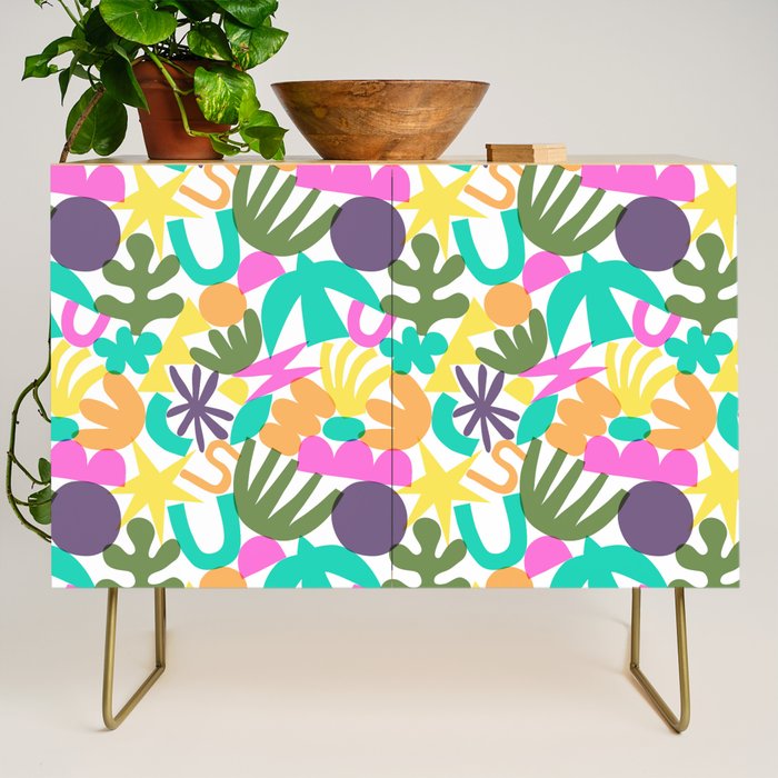 Colorful abstract organic nature shape art pattern Credenza Gallery Image 1