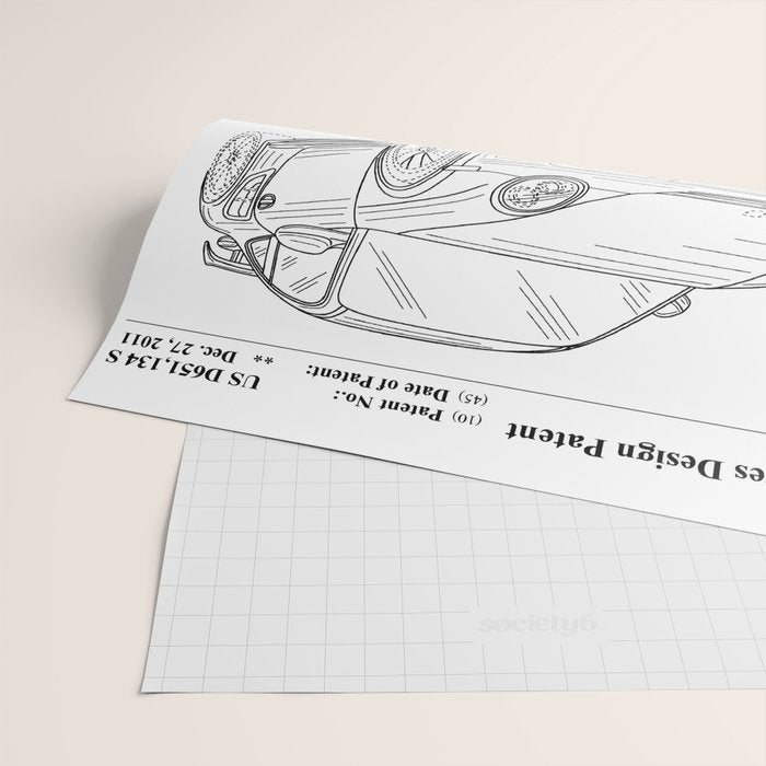 Supercar Sports Car Patent - Car Lover Classic Car Art - White Wrapping Paper Gallery Image 2