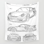 Supercar Sports Car Patent - Car Lover Classic Car Art - White Wall Tapestry Gallery Image 4