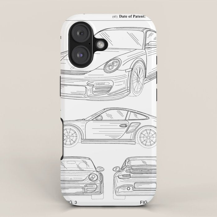 Supercar Sports Car Patent - Car Lover Classic Car Art - White iPhone Case Gallery Image 1