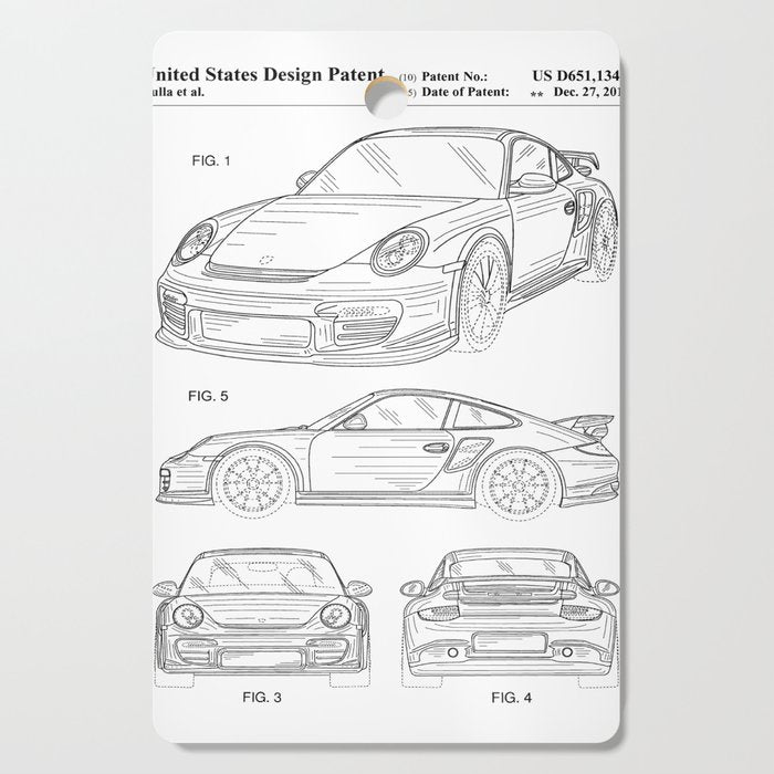 Supercar Sports Car Patent - Car Lover Classic Car Art - White Cutting Board Gallery Image 1