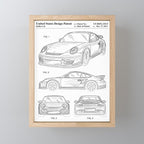 Supercar Sports Car Patent - Car Lover Classic Car Art - White Mini Art Print Gallery Image 1