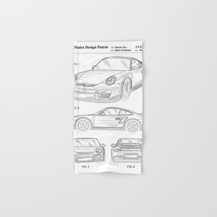 Supercar Sports Car Patent - Car Lover Classic Car Art - White Bath Towel Gallery Image 1