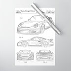 Supercar Sports Car Patent - Car Lover Classic Car Art - White Wrapping Paper Gallery Image 1