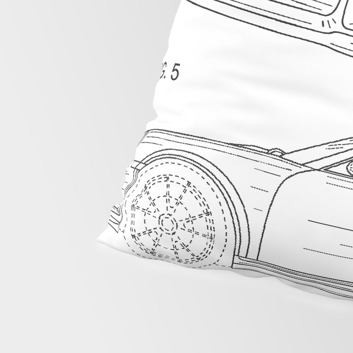 Supercar Sports Car Patent - Car Lover Classic Car Art - White Pillow Sham Gallery Image 4