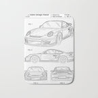Supercar Sports Car Patent - Car Lover Classic Car Art - White Bath Mat Gallery Image 1