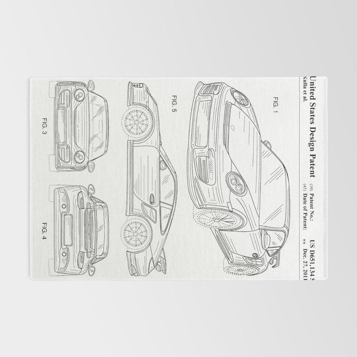 Supercar Sports Car Patent - Car Lover Classic Car Art - White Rug Gallery Image 2