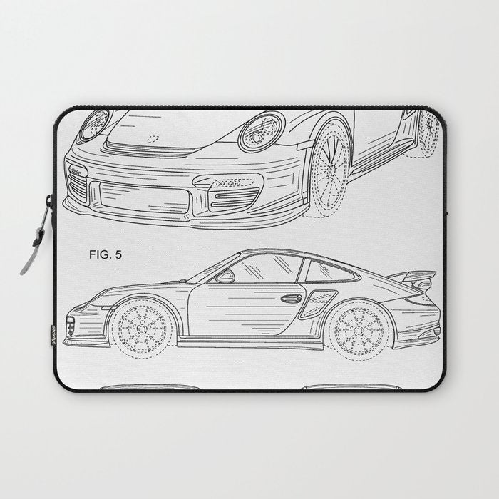 Supercar Sports Car Patent - Car Lover Classic Car Art - White Laptop Sleeve Gallery Image 1