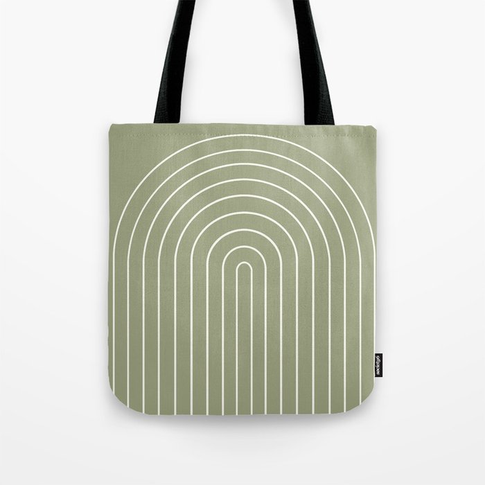 Minimal Arch LIII Earthy Sage Green Modern Geometric Lines Tote Bag Gallery Image 1