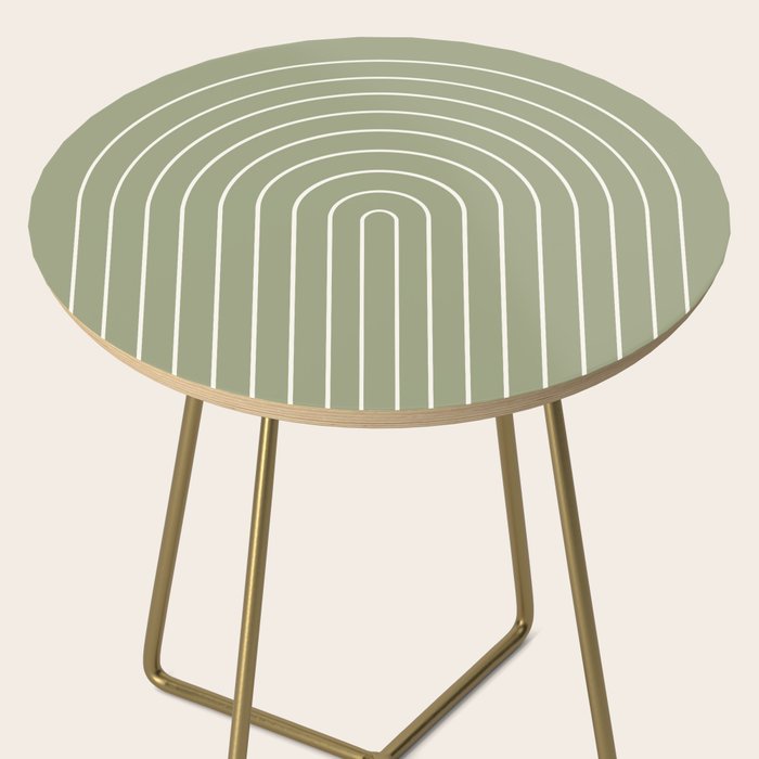 Minimal Arch LIII Earthy Sage Green Modern Geometric Lines Side Table Gallery Image 2