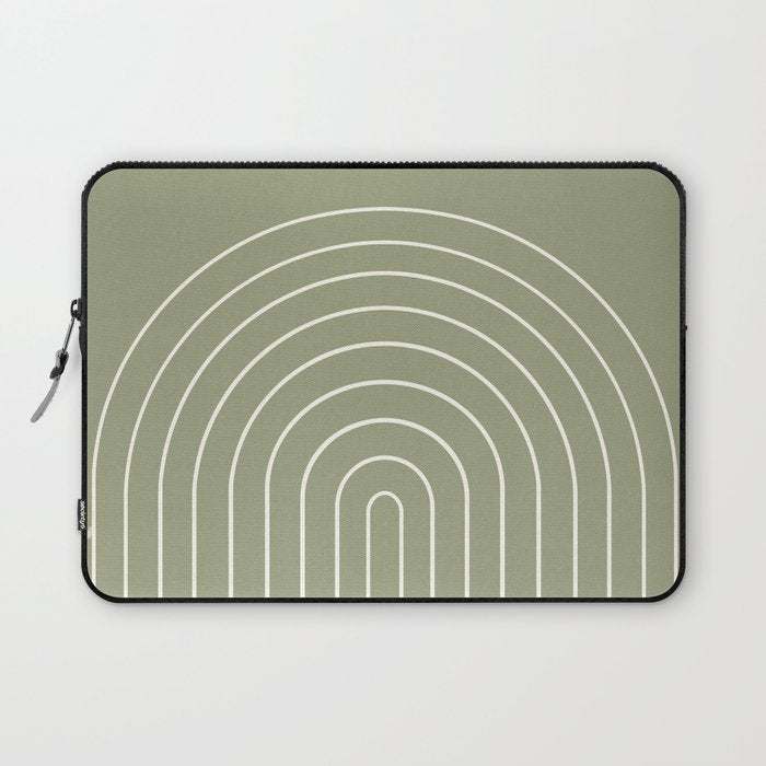 Minimal Arch LIII Earthy Sage Green Modern Geometric Lines Laptop Sleeve Gallery Image 1