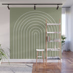 Minimal Arch LIII Earthy Sage Green Modern Geometric Lines Wall Mural Gallery Image 1