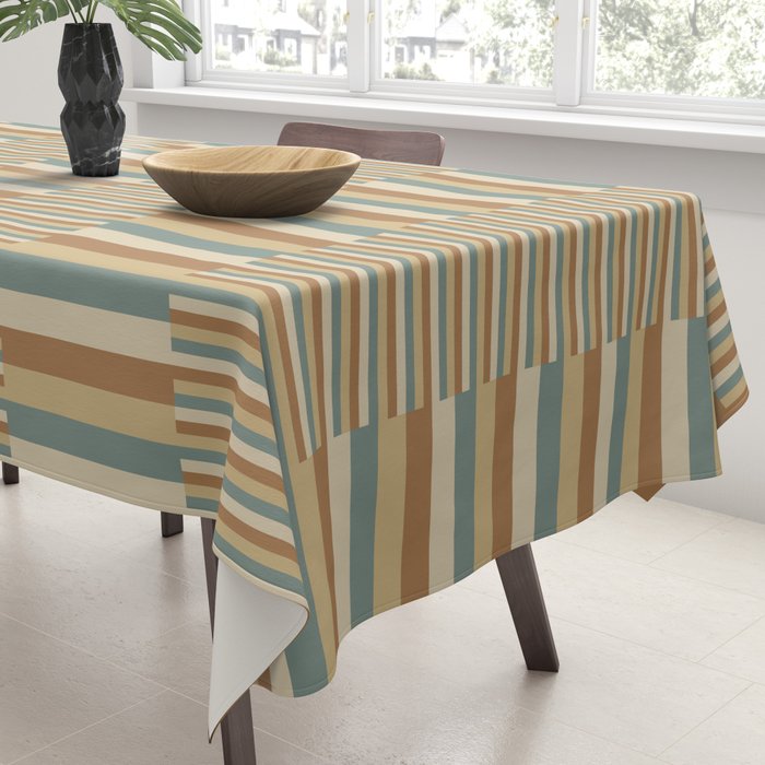 Mixed Stripes Pattern XXIII Natural Boho Tablecloth Gallery Image 3