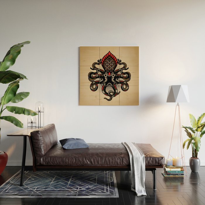 Traditional Tattoo Octopus  Wood Wall Art Gallery Image 2