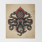 Traditional Tattoo Octopus  Throw Blanket Gallery Image 2