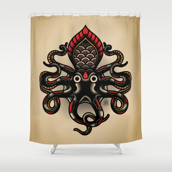 Traditional Tattoo Octopus  Shower Curtain Gallery Image 1