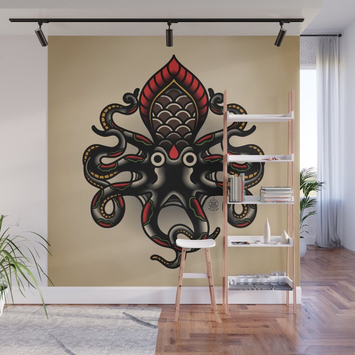 Traditional Tattoo Octopus  Wall Mural Gallery Image 1