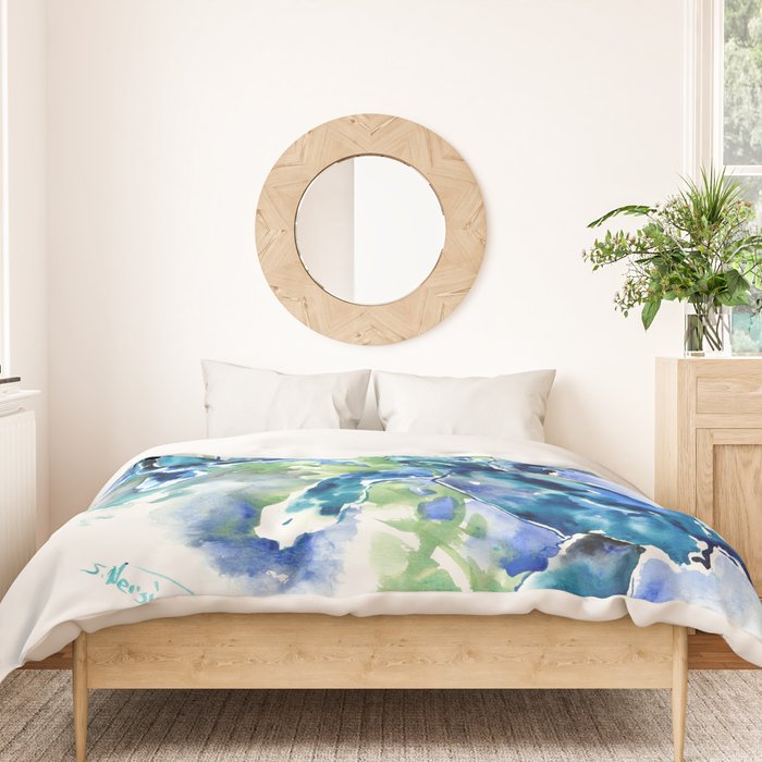 Sea Turtle Turquoise Blue Beach Underwater Scene Green Blue design Duvet Cover Gallery Image 3