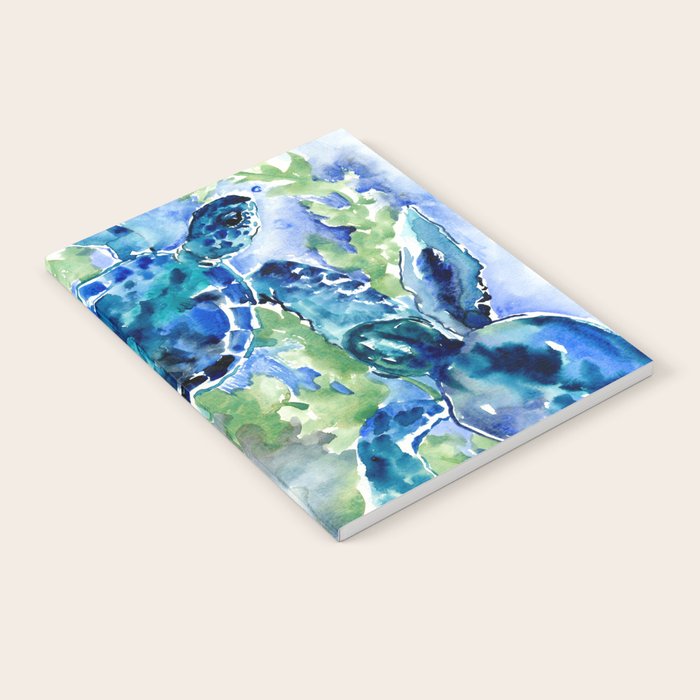 Sea Turtle Turquoise Blue Beach Underwater Scene Green Blue design Notebook Gallery Image 1