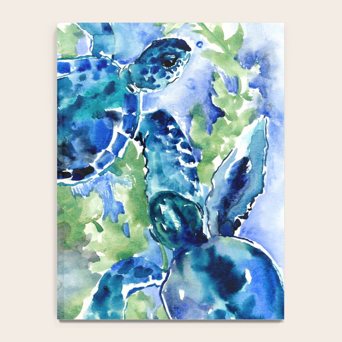Sea Turtle Turquoise Blue Beach Underwater Scene Green Blue design Notebook Gallery Image 4