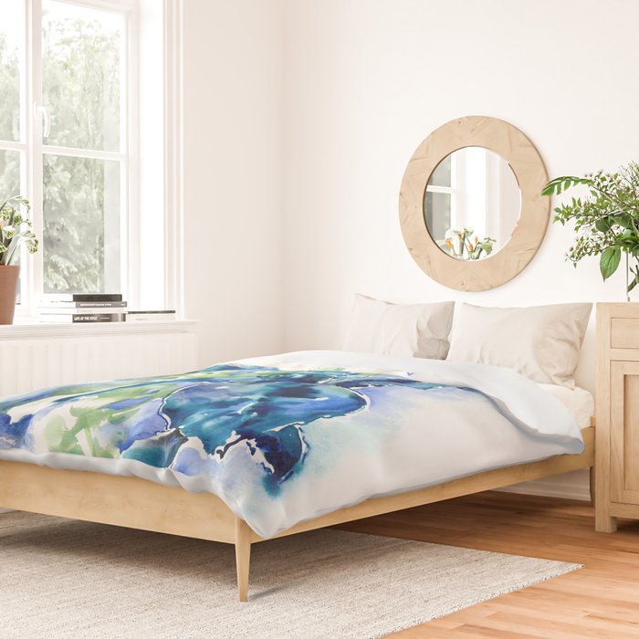 Sea Turtle Turquoise Blue Beach Underwater Scene Green Blue design Duvet Cover Gallery Image 2