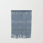 Minimal Line Curvature LXXXIV Nautical Blue Mid Century Modern Arch Abstract Wall Hanging Gallery Image 1