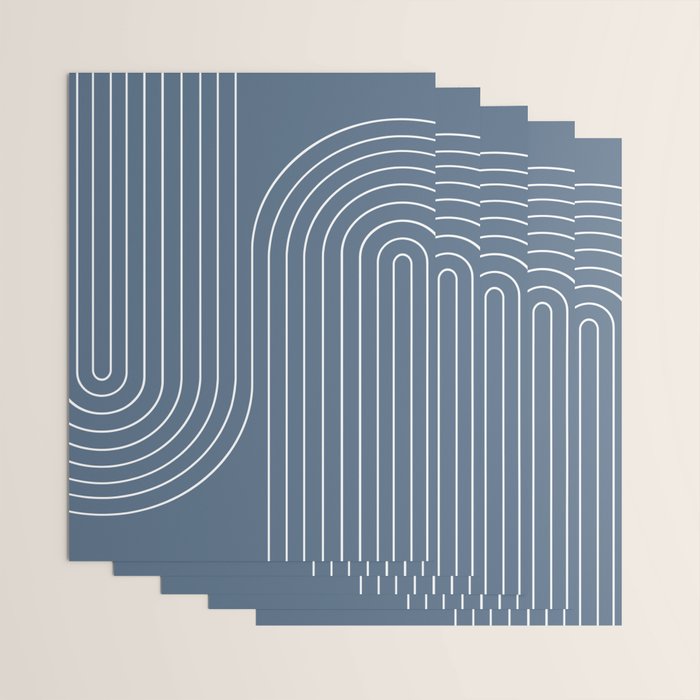 Minimal Line Curvature LXXXIV Nautical Blue Mid Century Modern Arch Abstract Wrapping Paper Gallery Image 3