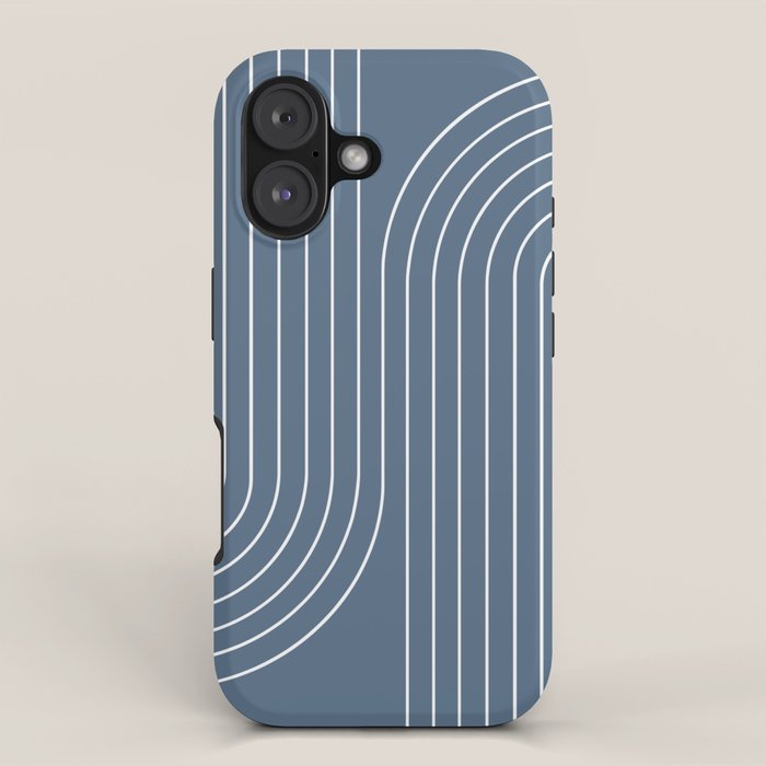 Minimal Line Curvature LXXXIV Nautical Blue Mid Century Modern Arch Abstract iPhone Case Gallery Image 1