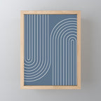 Minimal Line Curvature LXXXIV Nautical Blue Mid Century Modern Arch Abstract Mini Art Print Gallery Image 1