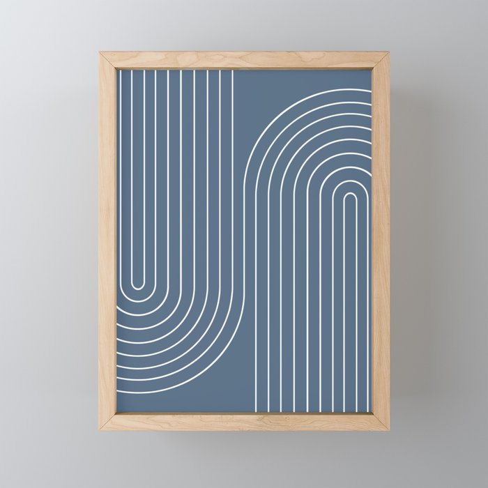 Minimal Line Curvature LXXXIV Nautical Blue Mid Century Modern Arch Abstract Mini Art Print Gallery Image 1