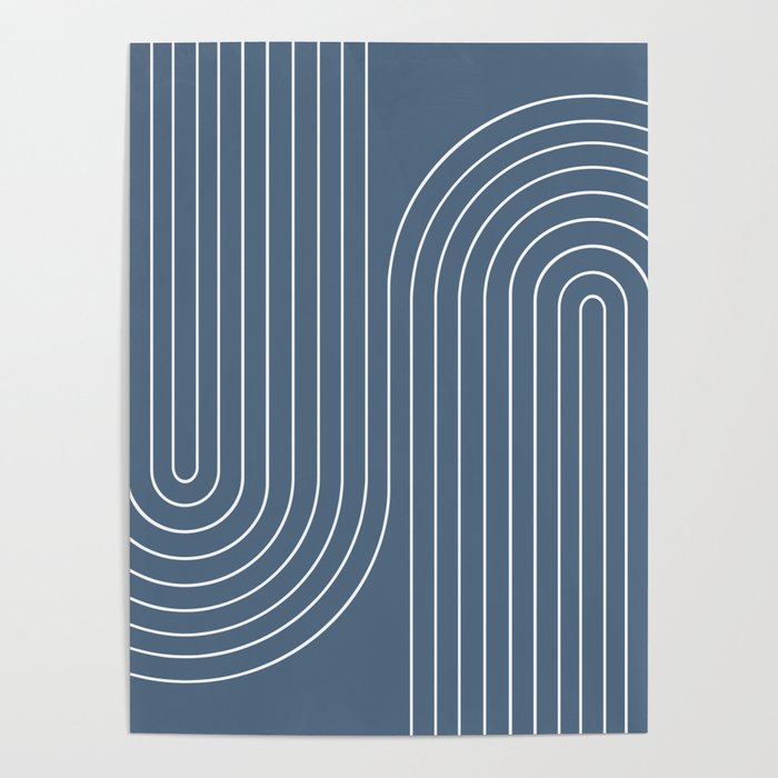 Minimal Line Curvature LXXXIV Nautical Blue Mid Century Modern Arch Abstract Poster Gallery Image 4