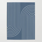 Minimal Line Curvature LXXXIV Nautical Blue Mid Century Modern Arch Abstract Poster Gallery Image 4