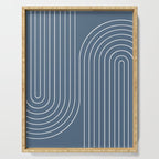 Minimal Line Curvature LXXXIV Nautical Blue Mid Century Modern Arch Abstract Serving Tray Gallery Image 1