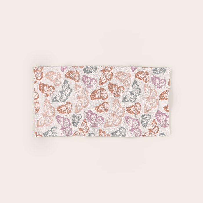 Orange & Pink Butterfly Pattern Bath Towel Gallery Image 1
