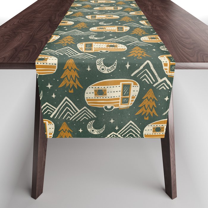 Little Camper - forest green and gold Table Runner Gallery Image 1