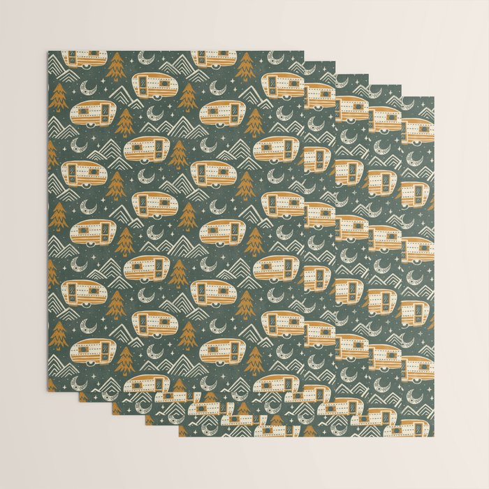 Little Camper - forest green and gold Wrapping Paper Gallery Image 3
