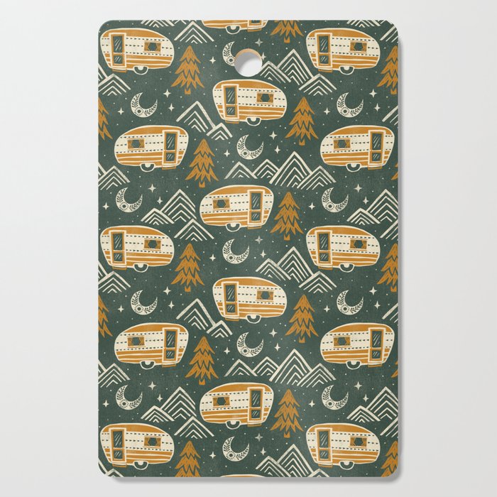 Little Camper - forest green and gold Cutting Board Gallery Image 1