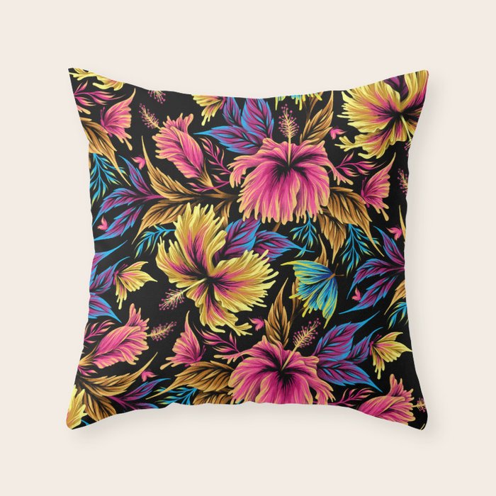 Hibiscus Butterflies - Multicolor Throw Pillow Gallery Image 6