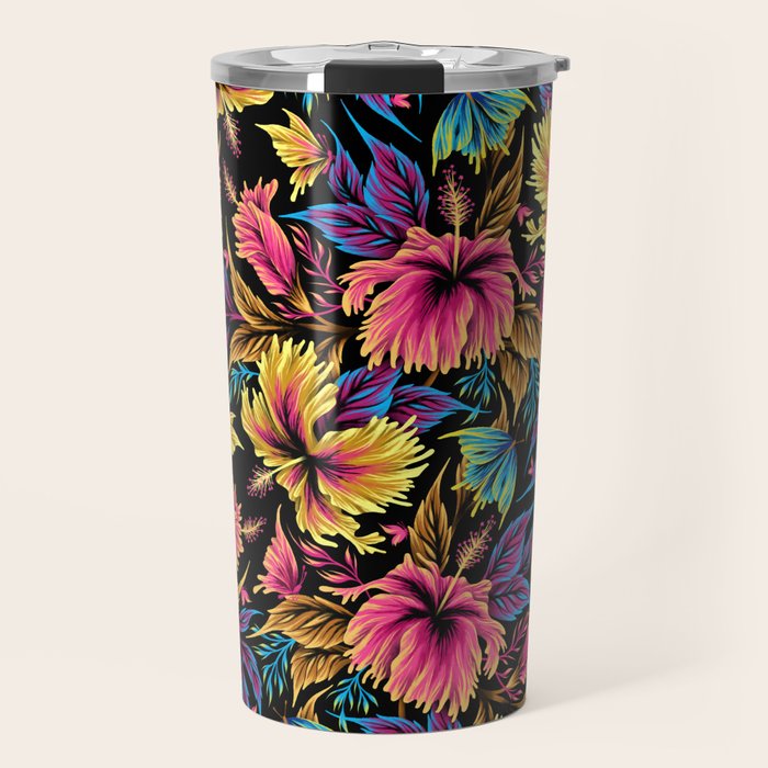 Hibiscus Butterflies - Multicolor Travel Mug Gallery Image 1