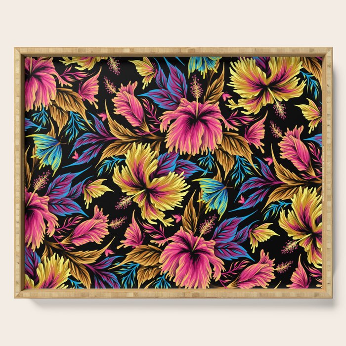 Hibiscus Butterflies - Multicolor Serving Tray Gallery Image 1