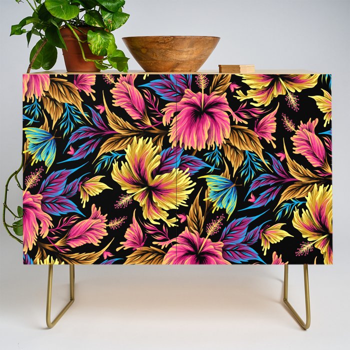 Hibiscus Butterflies - Multicolor Credenza Gallery Image 1
