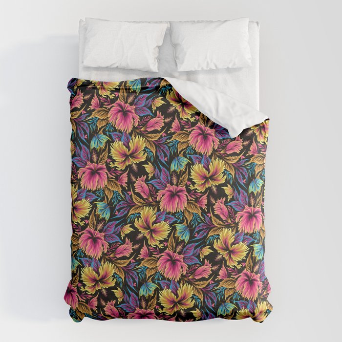 Hibiscus Butterflies - Multicolor Duvet Cover