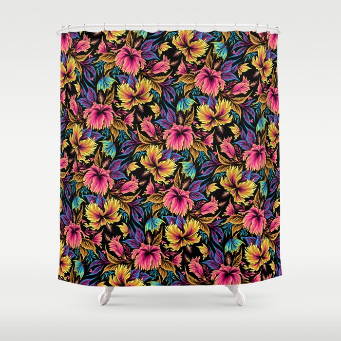 Hibiscus Butterflies - Multicolor Shower Curtain Gallery Image 1