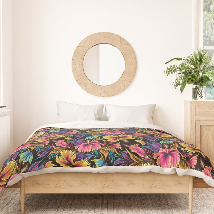 Hibiscus Butterflies - Multicolor Duvet Cover Gallery Image 3