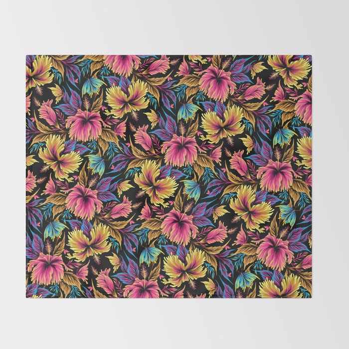 Hibiscus Butterflies - Multicolor Throw Blanket Gallery Image 2