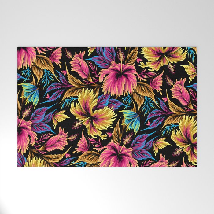Hibiscus Butterflies - Multicolor Welcome Mat Gallery Image 1