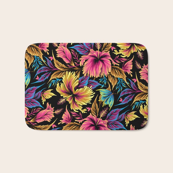 Hibiscus Butterflies - Multicolor Bath Mat Gallery Image 1